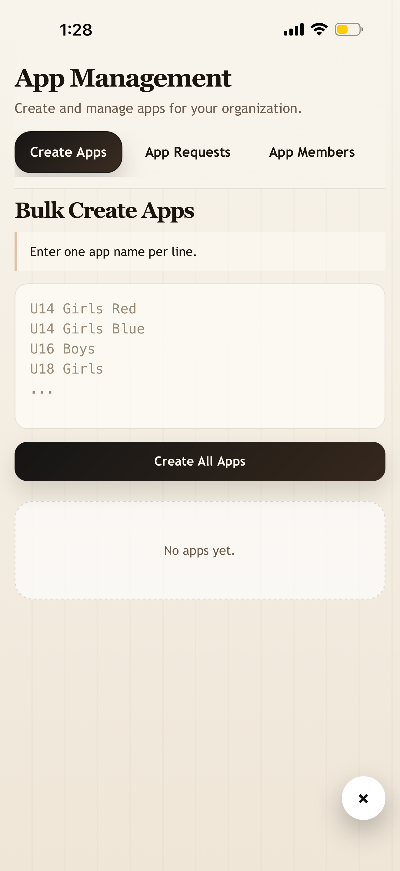 Team app management